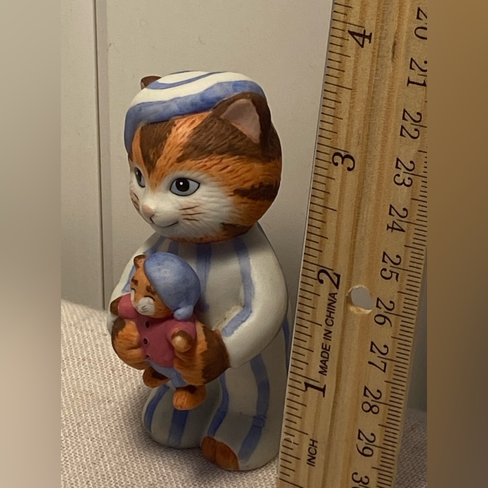 90s cat figurine Bronson Collectibles Cat in Pajamas kitty teddybear vintage cat - Picture 8 of 15
